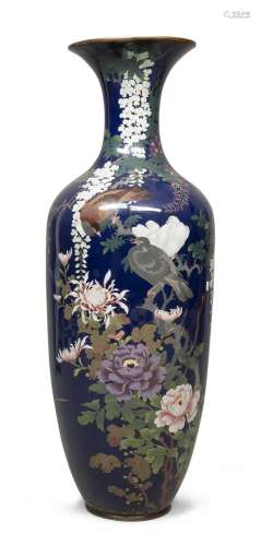 A LARGE AND RARE CLOISONNÈ DECORATED VASE, JAPAN LATE 19TH, ...