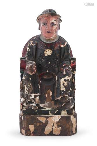 A POLYCHROME PAINTED WOOD FIGURE, CHINA 20TH CENTURY