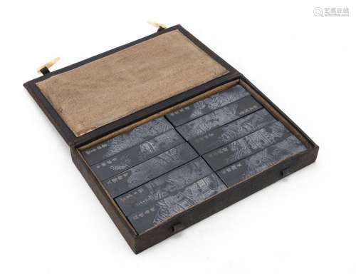 A SET OF TEN INK STICKS IN BOX, CHINA 20TH CENTURY