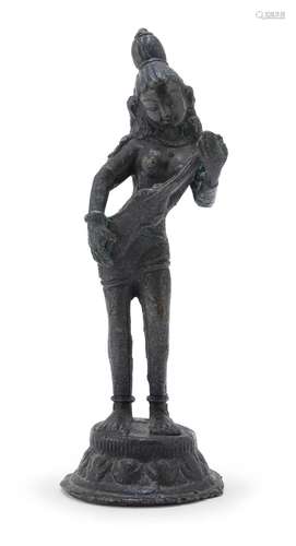 A BRONZE FIGURE OF APSARA, INDIA 20TH CENTURY