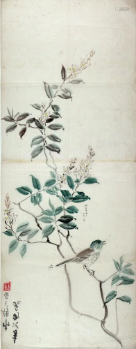 Suzuki NANREI (1775-1844): Bird Sitting on a Branch