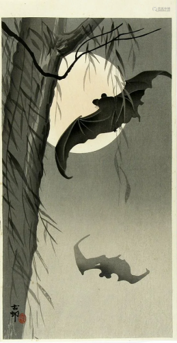 Ohara KOSON (1877-1945): Bats against Full Moon
