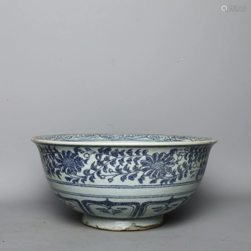 CHINESE BLUE-AND-WHITE BOWL DEPICTING 'FLORAL' AND...