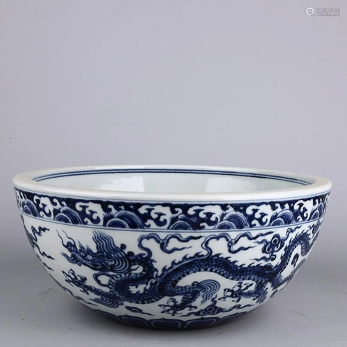 CHINESE BLUE-AND-WHITE BOWL DEPICTING 'DRAGON', &#...