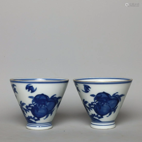 CHINESE BLUE-AND-WHITE CUP DEPICTING 'FRUIT', ...