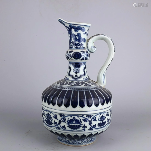 CHINESE BLUE-AND-WHITE EWER DEPICTING 'FLORAL', &#...