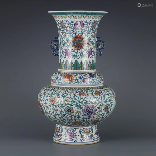 CHINESE DOUCAI VASE-FORM FOUR-TIERED CONTAINER DEPICTING &#x...