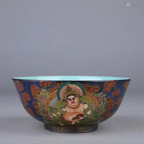 CHINESE PAINTED-ENAMEL BOWL DEPICTING 'THANGKA BUDDHA&#...