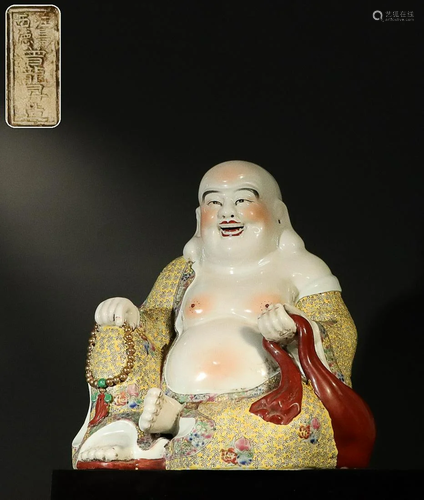 CHINESE FAMILLE-ROSE FIGURE OF MAITREYA