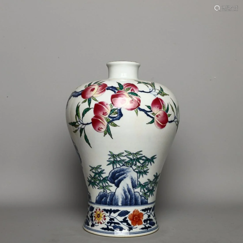 CHINESE FAMILLE-ROSE MEIPING VASE DEPICTING 'PEACH'...