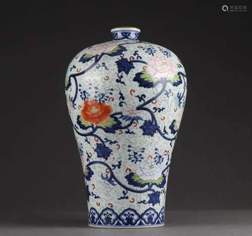 CHINESE FAMILLE-ROSE MEIPING VASE DEPICTING 'FLORAL...