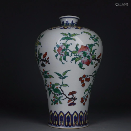 CHINESE FAMILLE-ROSE MEIPING VASE DEPICTING 'FRUIT'...