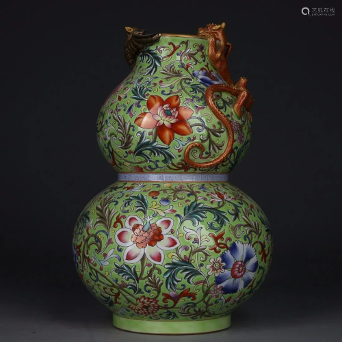 CHINESE FAMILLE-ROSE DOUBLE-GOURD VASE DEPICTING 'FLORA...