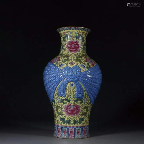 CHINESE FAMILLE-ROSE VASE DEPICTING 'FLORAL' AND &...