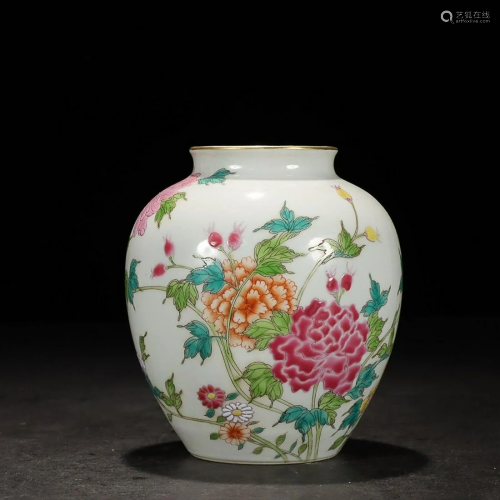 CHINESE FAMILLE-ROSE JAR DEPICTING 'FLORAL', '...