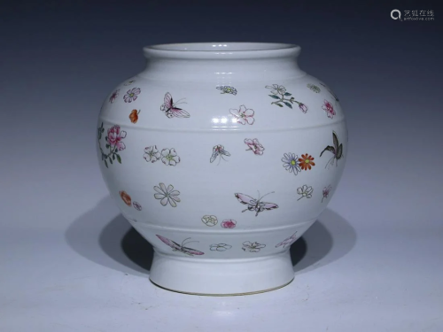 CHINESE FAMILLE-ROSE JAR DEPICTING 'BUTTERFLY AND FLOWE...