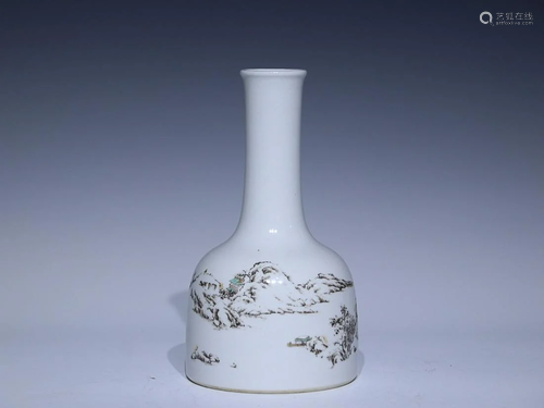 CHINESE MOCAI HANDBELL-FORM VASE DEPICTING 'LANDSCAPE&#...