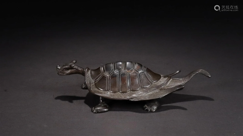 CHINESE BRONZE TORTOISE-DRAGON-FORM PAPERWEIGHT