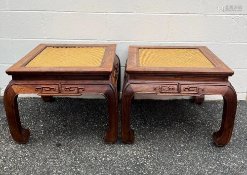 Pair Chinese Qing Dynasty Huanghuali Stools