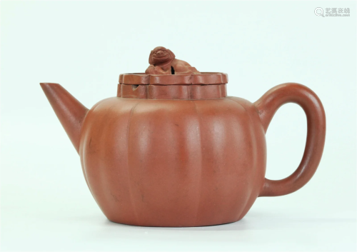 Chinese Qing Yixing Melon Shaped Teapot