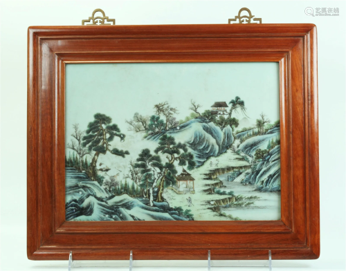Chinese Qing Dynasty Porcelain Landscape Plaque
