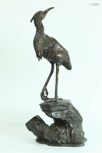 Japanese Bronze Egret on Rock/Tree Base