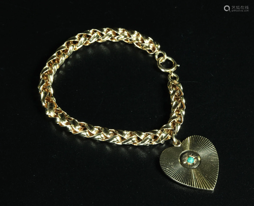 Tiffany 14K Yellow Gold Heart & Bracelet; 27.5G