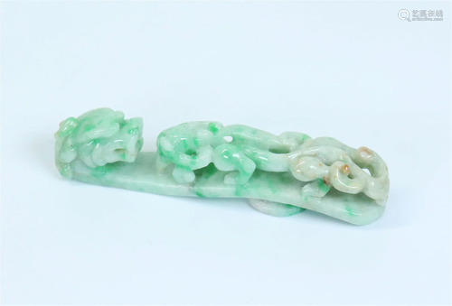 Chinese Qing Dynasty Green Jadeite Dragon Buckle