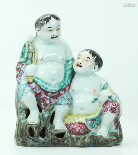 Chinese Enameled Porcelain He-He Erxian Figures