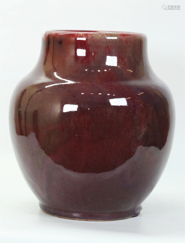 Chinese Red & Flambe Crackle Glaze Porcelain Vase