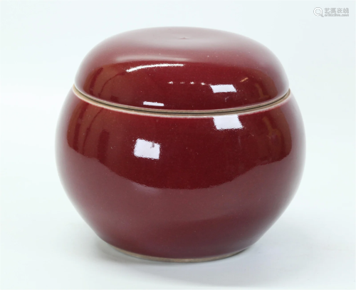 Chinese Langyao Red Crackle Porcelain Jar & Cover