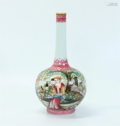 Chinese European Figure Rose Porcelain Vase