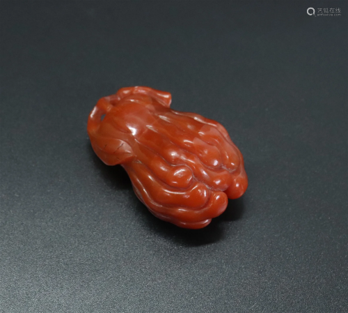 Chinese Qing Carnelian Buddha's Hand Citron Bead