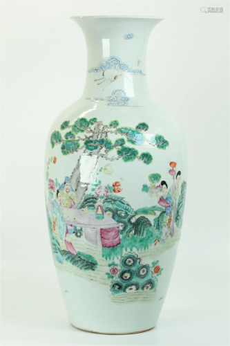 Lg Chinese Famille Rose Enameled Porcelain Vase