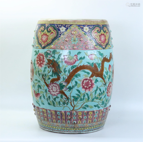 Chinese Famille Rose Enamel Porcelain Garden Seat