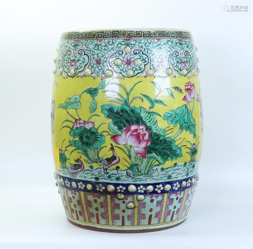 Chinese Yellow Ground Porcelain Garden Seat