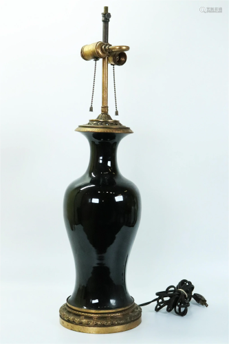 Chinese Mirror Black Glazed Porcelain Vase