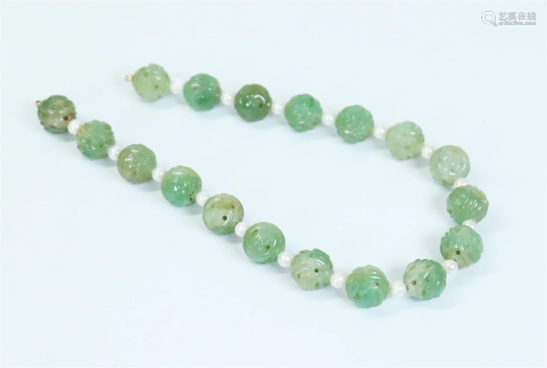 18 Chinese Qing Dynasty Dragon Jadeite Beads