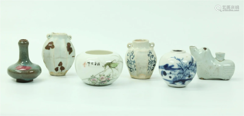 6 Chinese Porcelains; Vases Jars Water Pots