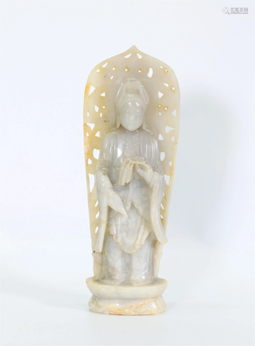 Chinese Qing Dynasty Quartz Standing Guanyin