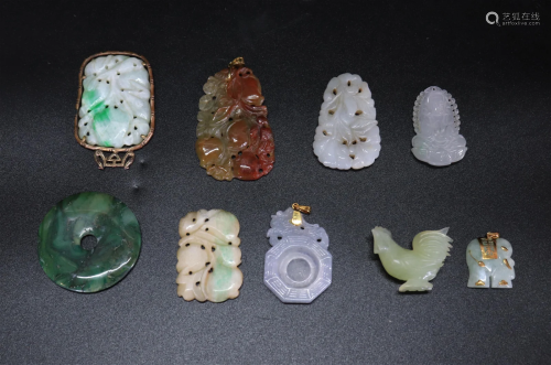 Chinese Jadeite Pendants, 2 Hard Stones