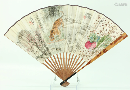 Chinese Scholar's"XiangFei" Bamboo Fan;8 Pain...