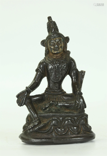 Tibetan Green Tara Seated Bronze; Open Throne