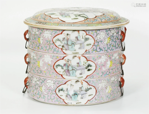 Chinese Qing Porcelain 3 Part Stacking Tureens