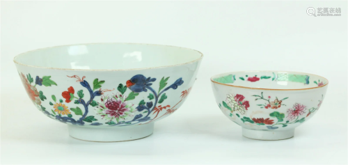 2 Chinese 18th C Enameled Porcelain Bowls