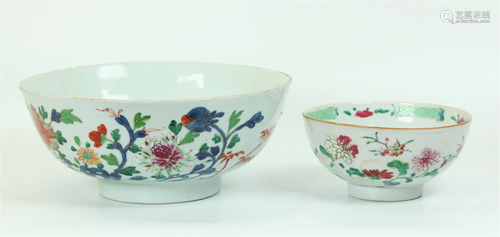 2 Chinese 18th C Enameled Porcelain Bowls