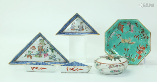 6 Chinese 19th C Scholar's Porcelains