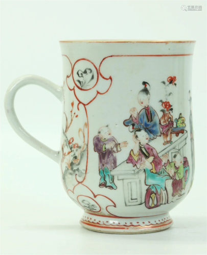 Chinese 18th C Famille Rose Enamel Porcelain Mug