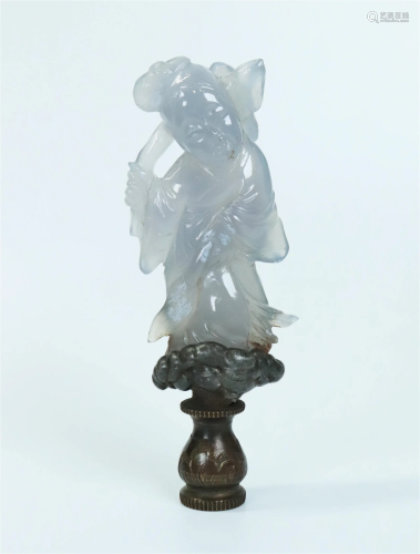 Chinese Chalcedony Agate Standing Lady Toggle