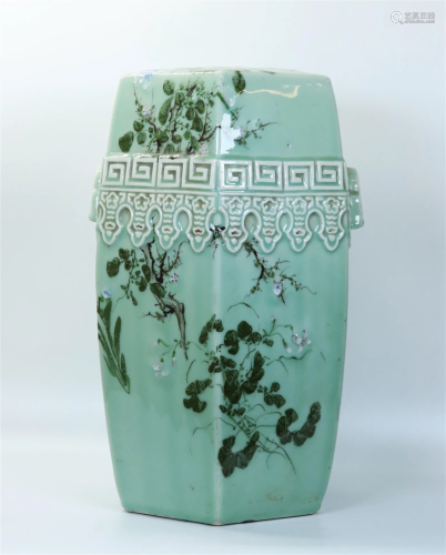Asian Celadon Porcelain Hexagonal Garden Seat